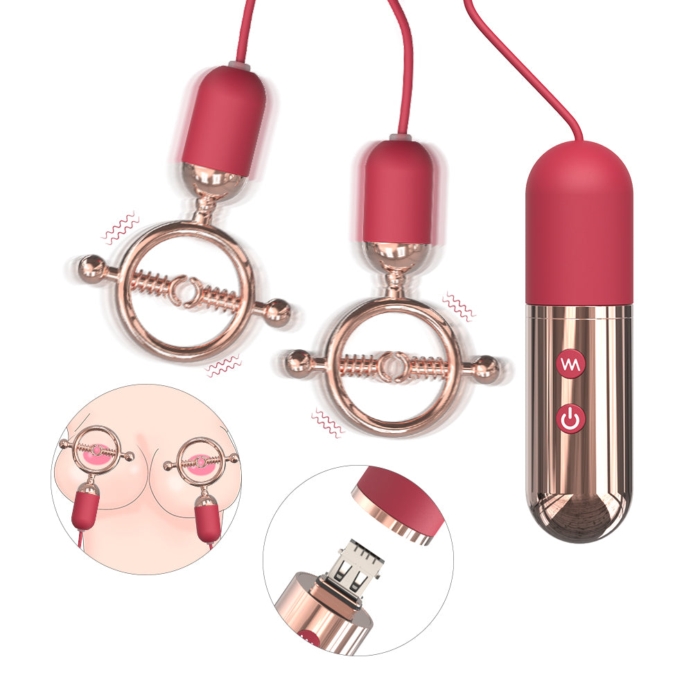 Forbidden Lock Dual Breast Clamp Vibrator - Fashionable Design with Light SM Sensation