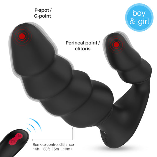 Dragon Unisex Vibrating Butt Plug with Triple Stimulation - Rechargeable & Remote-Controlled